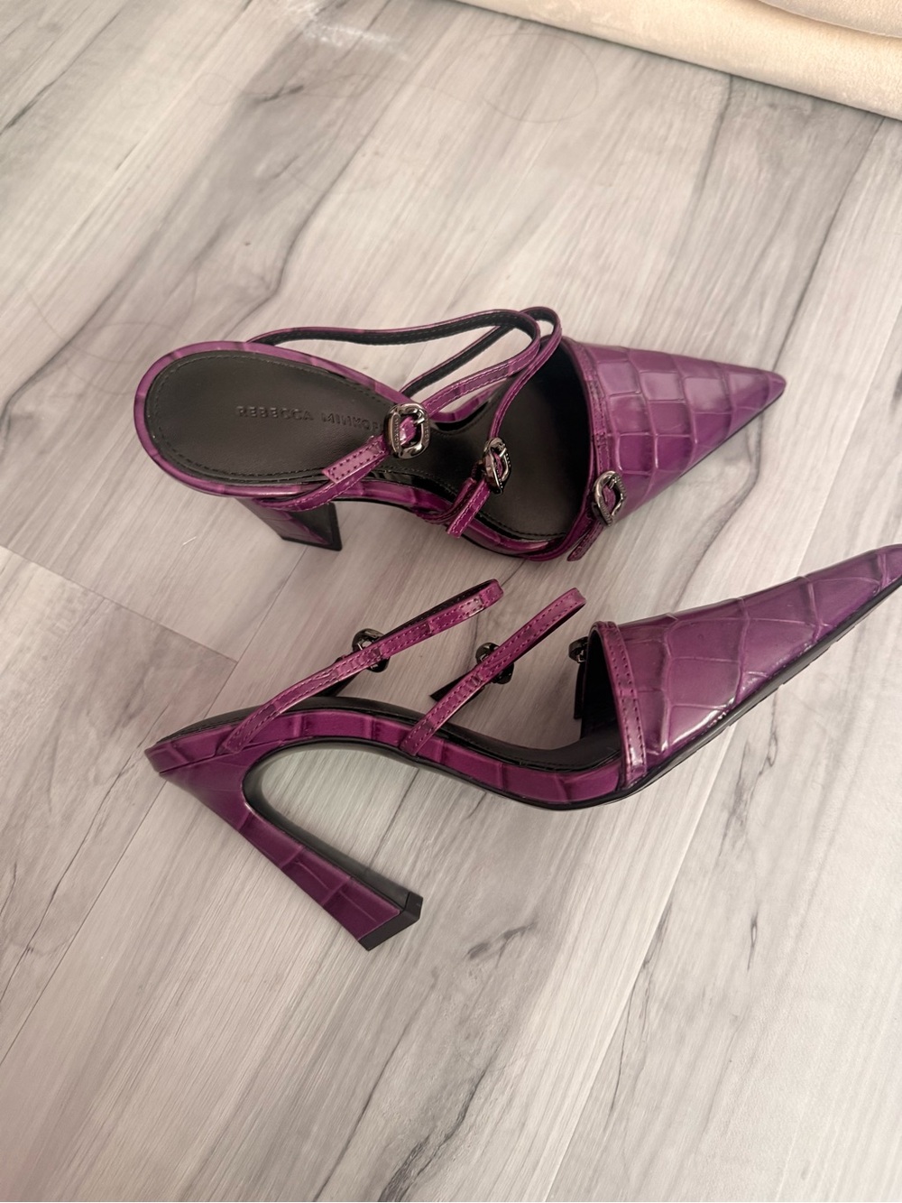 Rebecca Minkoff Purple Croc-Embossed leather Pointed Heels